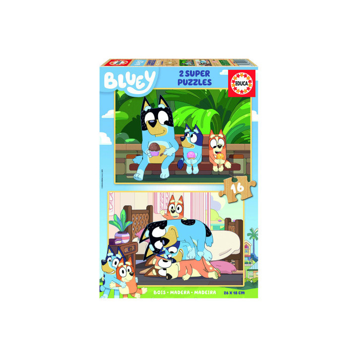 Puzzle madera bluey 2x16 piezas  educa borras 19406 educa 19406