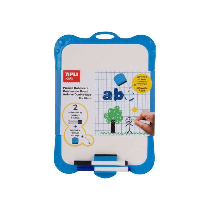 Apli Pizarra Blanca Rigida con Borrador y Rotuladores - Tamaño 180 x 280 mm