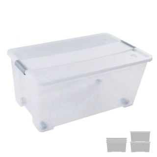 Caja de almacenaje con tapa y ruedas 61 litros 40x68x31cm pp transparente archivo 2000 cp1482061 cs tp
