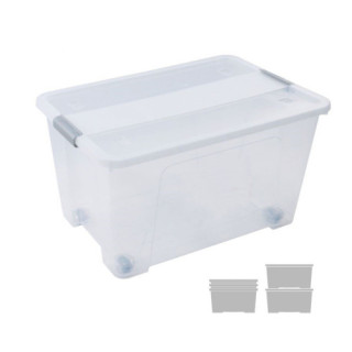 Caja de almacenaje con tapa y ruedas 52 litros 40x57x32cm pp transparente archivo 2000 cp1482052 cs tp