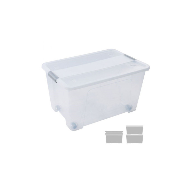 Caja de almacenaje con tapa y ruedas 52 litros 40x57x32cm pp transparente archivo 2000 cp1482052 cs tp