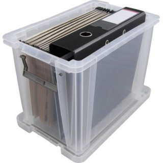 Caja de almacenaje con tapa 20 litros 28x40x26cm pp transparente archivo 2000 cp1482020 cs tp