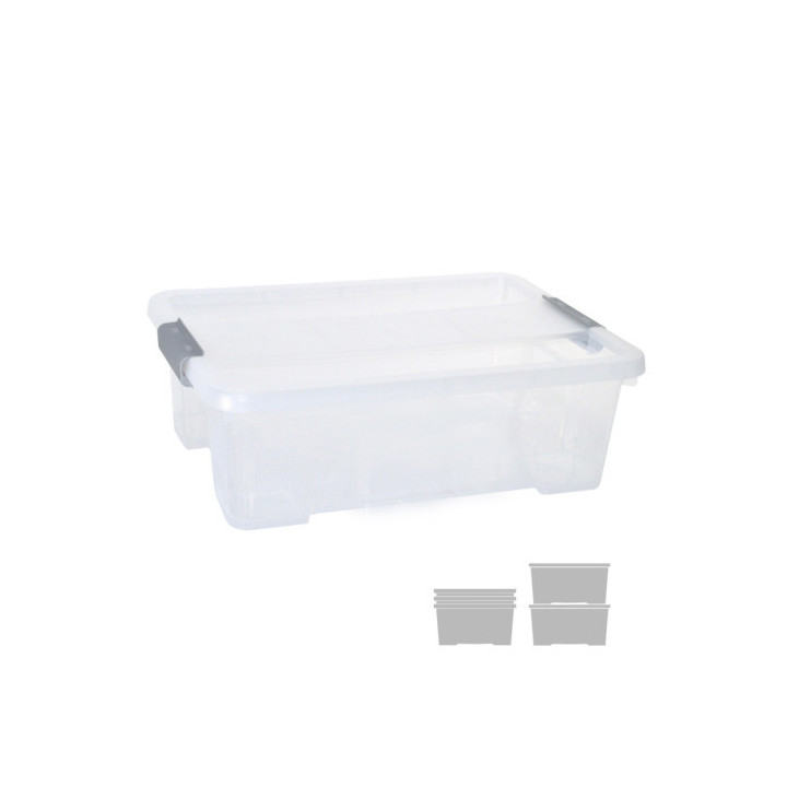 Caja de almacenaje con tapa 10 litros 28x40x13cm pp transparente archivo 2000 cp1482010 cs tp
