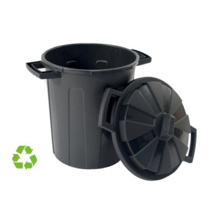 Contenedor sostenible de reciclaje con tapa 100 litros 54x64x68 cm pp negro archivo 2000 cp1426100 ne
