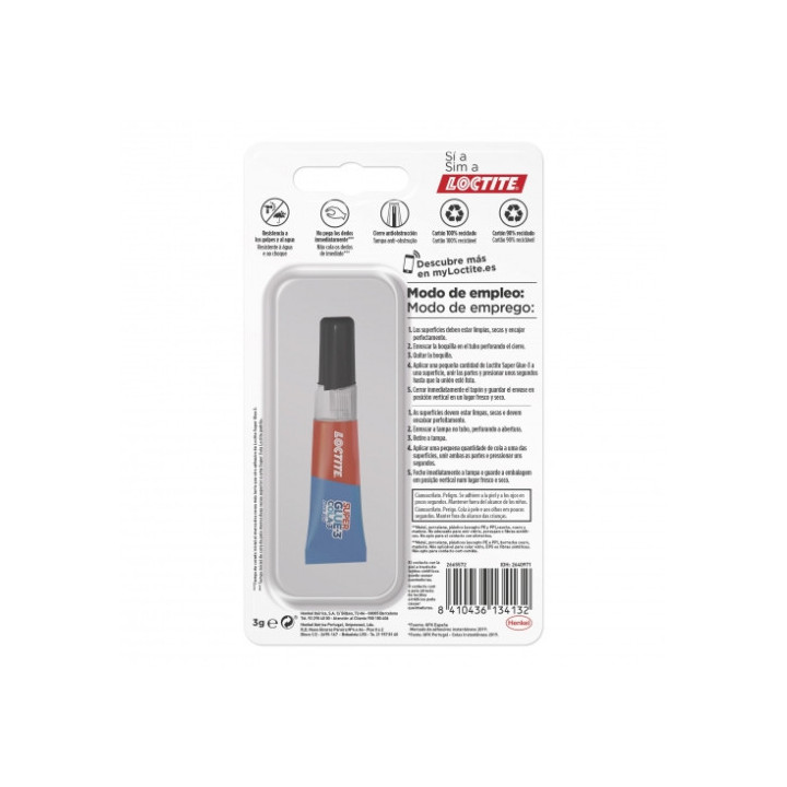 Pegamento super glue 3 pure gel 3grs loctite 2640971