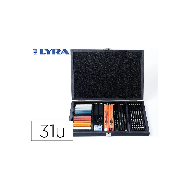 Set dibujo caja de madera 31 uds. lyra l2054002