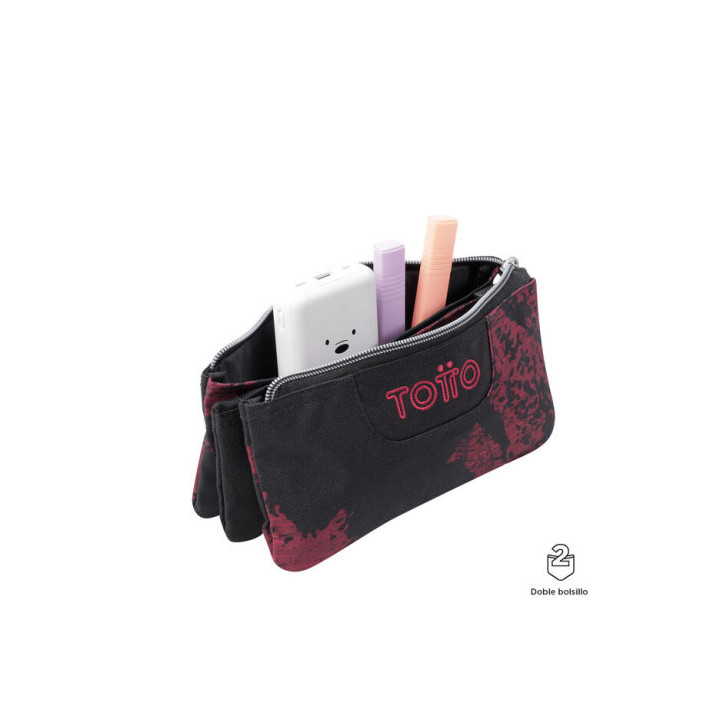 Estuche escolar tres compartimentos tiza roja - tablero totto ac52eco012-2310z-5c5