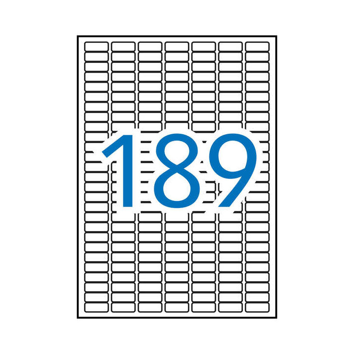 Apli Pack de 1.890 Etiquetas Rectangulares 25.4x10mm - 10 Hojas por 189 Etiquetas - Adhesivo Permanente - Cantos Romos - Aptas
