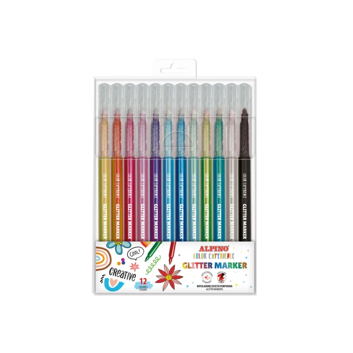 Estuche 12 glitter marker color experience alpino ar001084