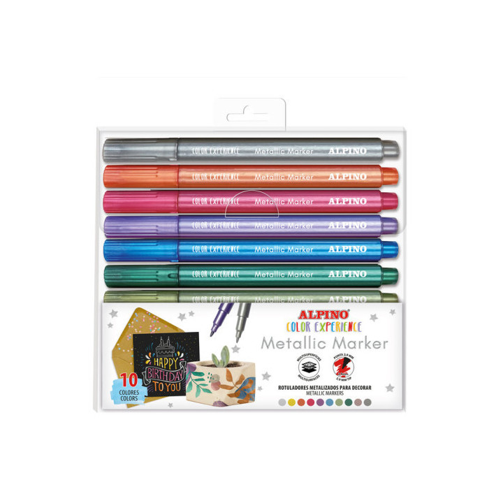 Estuche 10 rotuladores metallic color experience alpino ar001086
