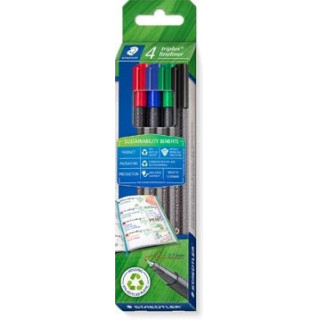 Estuche rotulador triplus fineliner 334 eco edition. 4 unidades colores surtidos staedtler 334 rc4