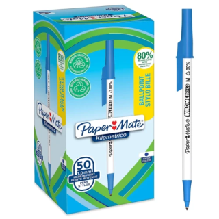Caja 50 bolígrafos paper mate kilométrico punta mediana (1