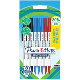 Blíster 8 bolígrafos paper mate kilométrico punta mediana (1