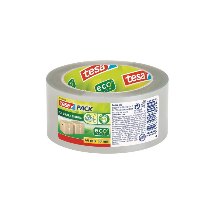 Cinta embalaje tesapack eco & ultra strong ecologo transparent tesa tape 58297-00000-00