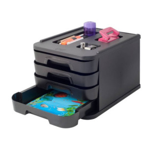 Mueble 4 cajones montado color negro plástico reciclado y reciclable faibo 1000mr2