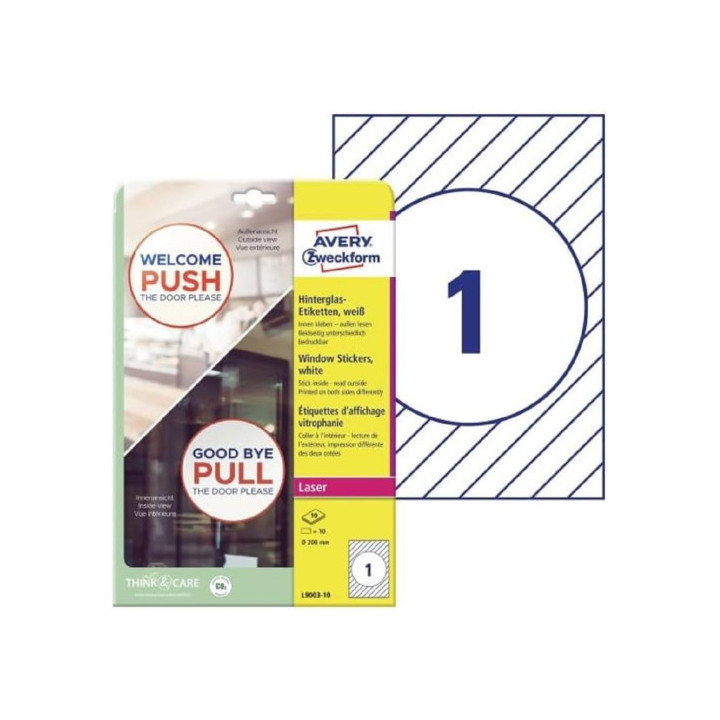 Adhesivos de papel para ventanas 200 mm 10 hojas por paquete.  avery l9003-10