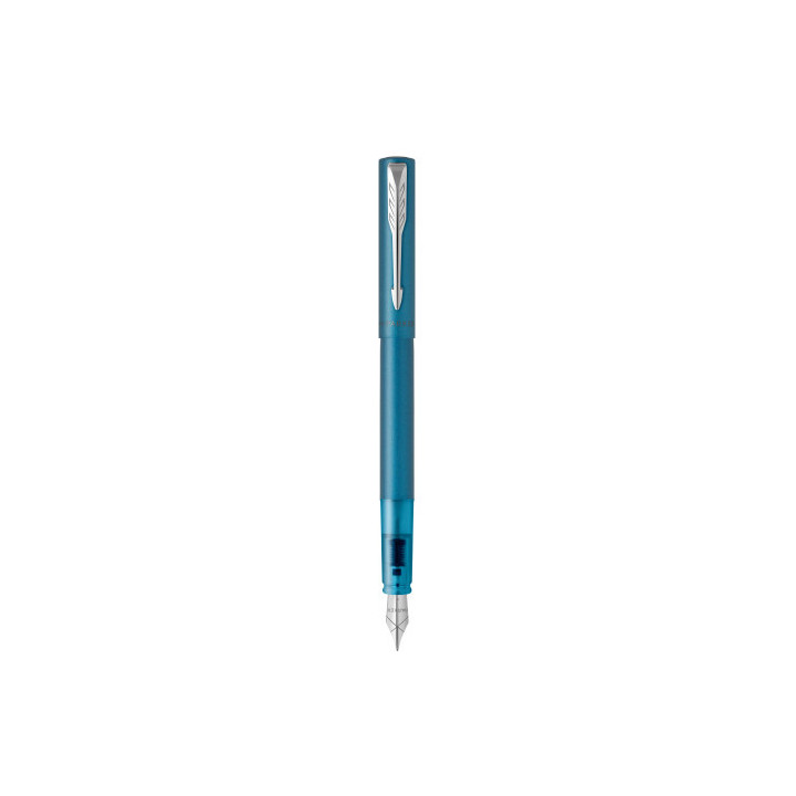 Pluma vector xl laca color azul metálico sobre latón con recambio de tinta azul estuche de regalo parker 2159746