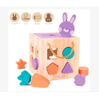 Juguete educativo de madera cubo para encajar piezas "rabbit" milan 660505