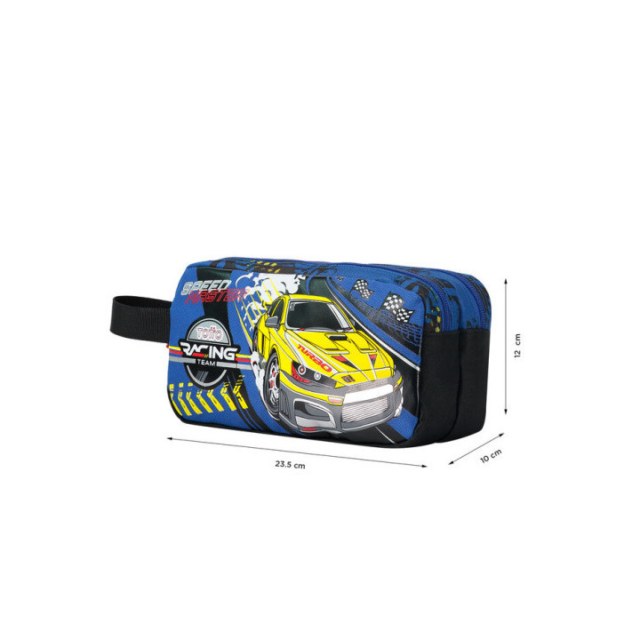 Estuche escolar de carreras de coches totto aj52vlc001-2310-6j7u
