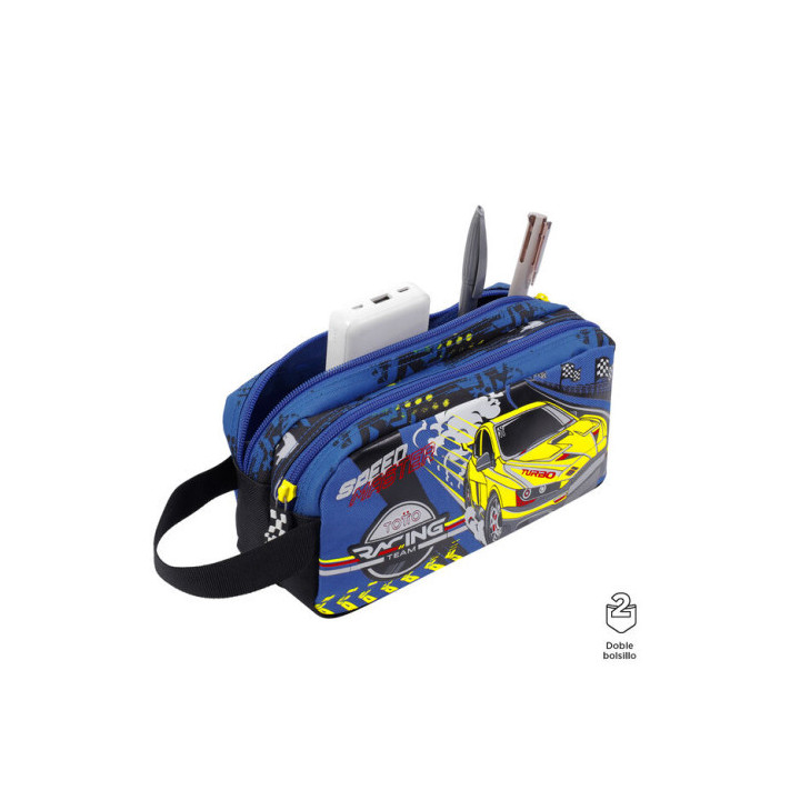 Estuche escolar de carreras de coches totto aj52vlc001-2310-6j7u