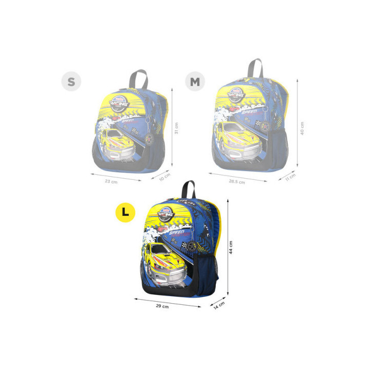 Mochila escolar grande de carreras de coches totto mj04vlc003-2310-6j7l