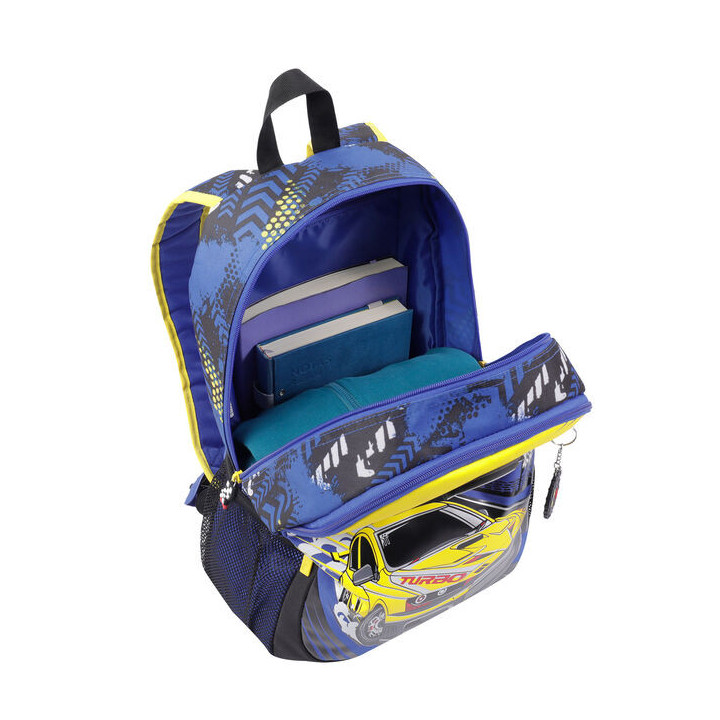 Mochila escolar grande de carreras de coches totto mj04vlc003-2310-6j7l