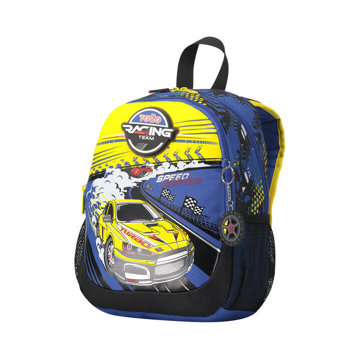 Mochila escolar pequeña de carreras de coches totto mj04vlc001-2310-6j7s