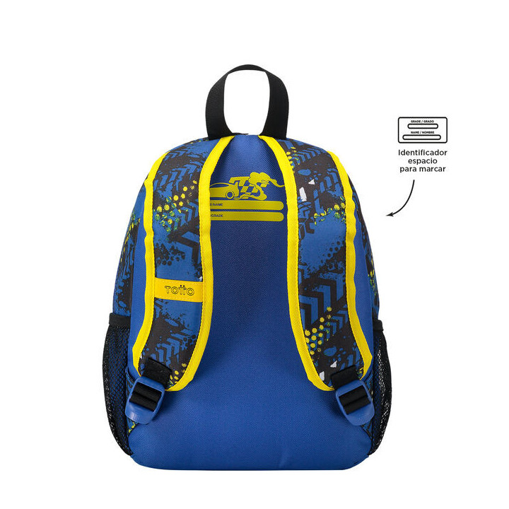 Mochila escolar pequeña de carreras de coches totto mj04vlc001-2310-6j7s