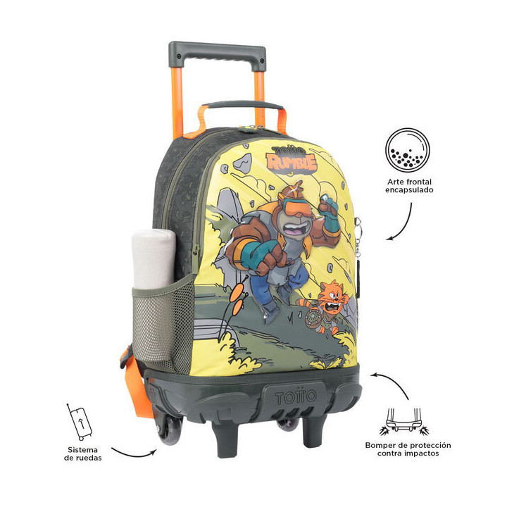 Mochila escolar con ruedas mediana de cartoons totto mj03bwm005-2310-4djm
