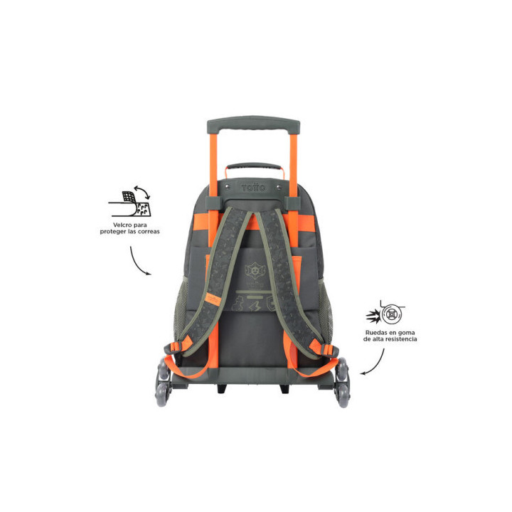 Mochila escolar con ruedas grande de cartoons totto mj03bwm003-2310-4djl