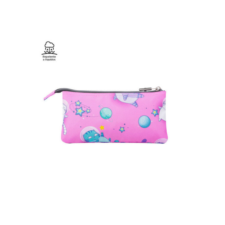 Estuche escolar tres compartimentos gatos astronautas totto ac52eco012-2310z-9i9