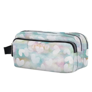 Estuche escolar tres compartimentos corazones pastel totto ac52eco009-2311z-4hx