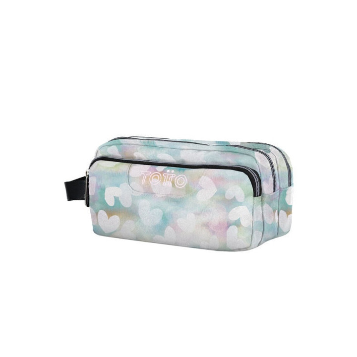 Estuche escolar tres compartimentos corazones pastel totto ac52eco009-2311z-4hx