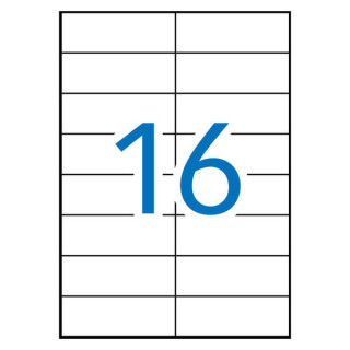 Apli Pack de 1.600 Etiquetas Rectangulares 105 x 37mm - 100 Hojas por 16 Etiquetas - Adhesivo Permanente - Cantos Rectos - Colo