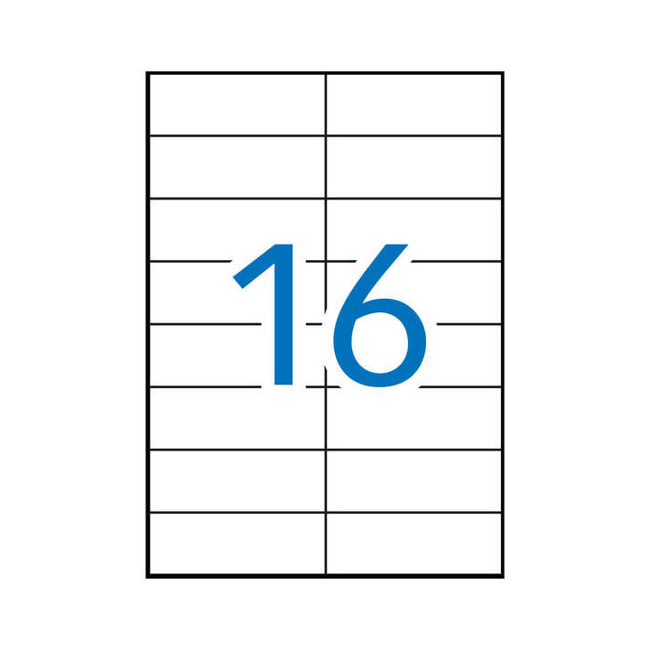 Apli Pack de 1.600 Etiquetas Rectangulares 105 x 37mm - 100 Hojas por 16 Etiquetas - Adhesivo Permanente - Cantos Rectos - Colo