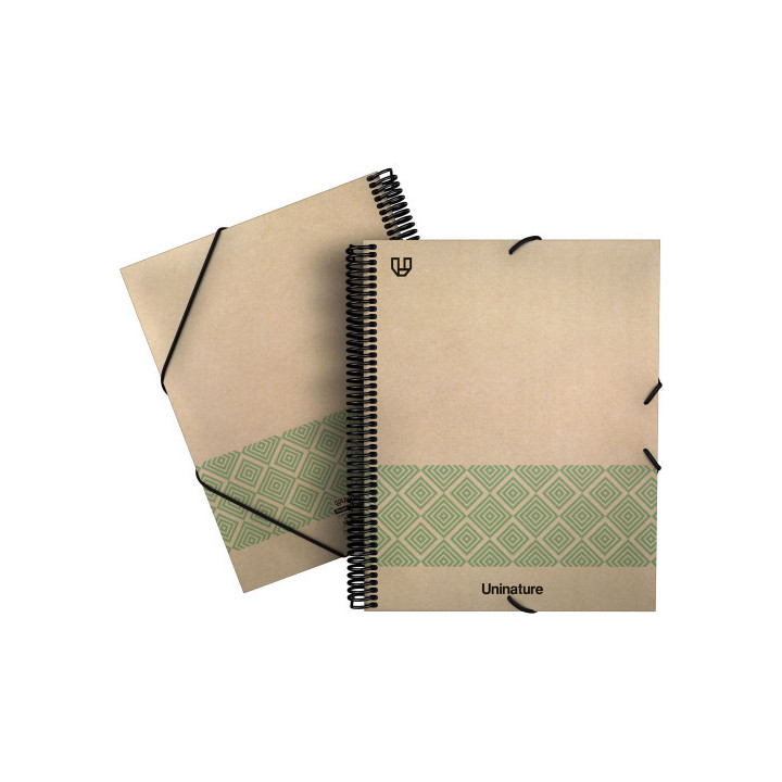 Carpeta reciclada 40 fundas kraft soft a4 verde uninature 39873720