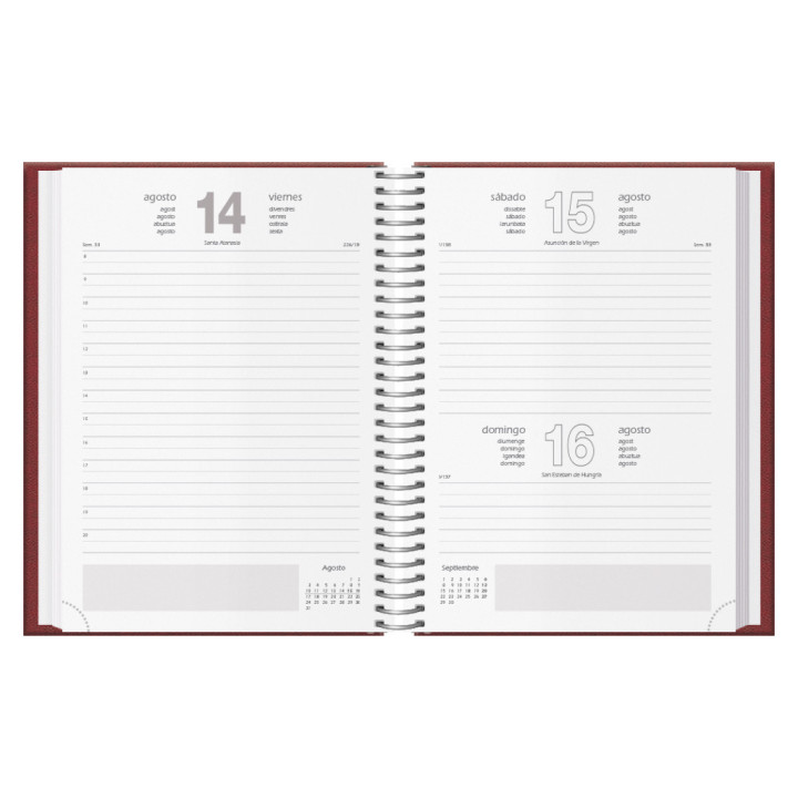 Agenda 2026 segovia espiral día página 14 x 20 cm. color burdeos dohe 12734 - 26