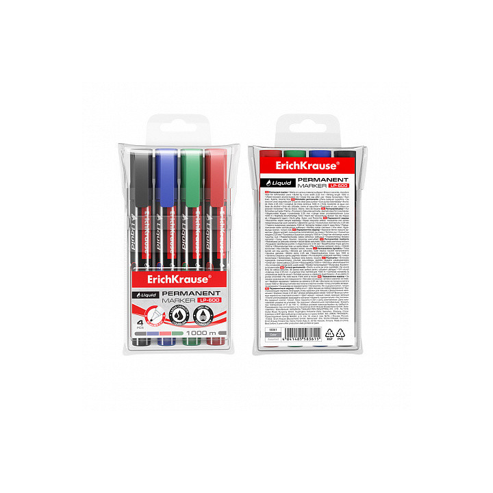 Set 4 marcadores permanentes con tinta líquida lp-600 erich krause 58361