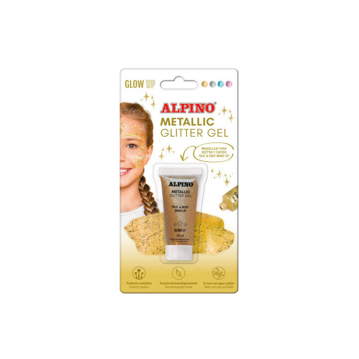 Blíster maquillaje con color y purpurina glitter dorado alpino dl000602