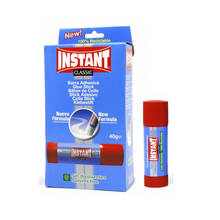Instant Classic Barra de Pegamento 40grs - Apto para Uso Infantil y/o Domestico - Lavable - Sin Disolventes
