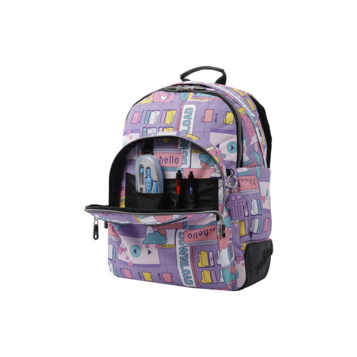 Mochila escolar morado ciber - crayoles totto ma04eco029-2210n-2qi