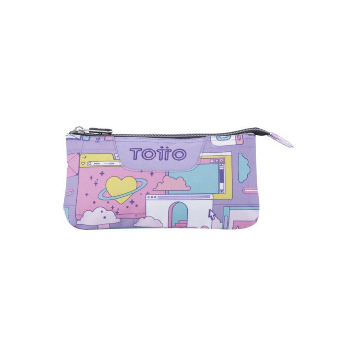 Estuche escolar tres compartimentos morado ciber - tablero totto ac52eco012-2210z-2qi