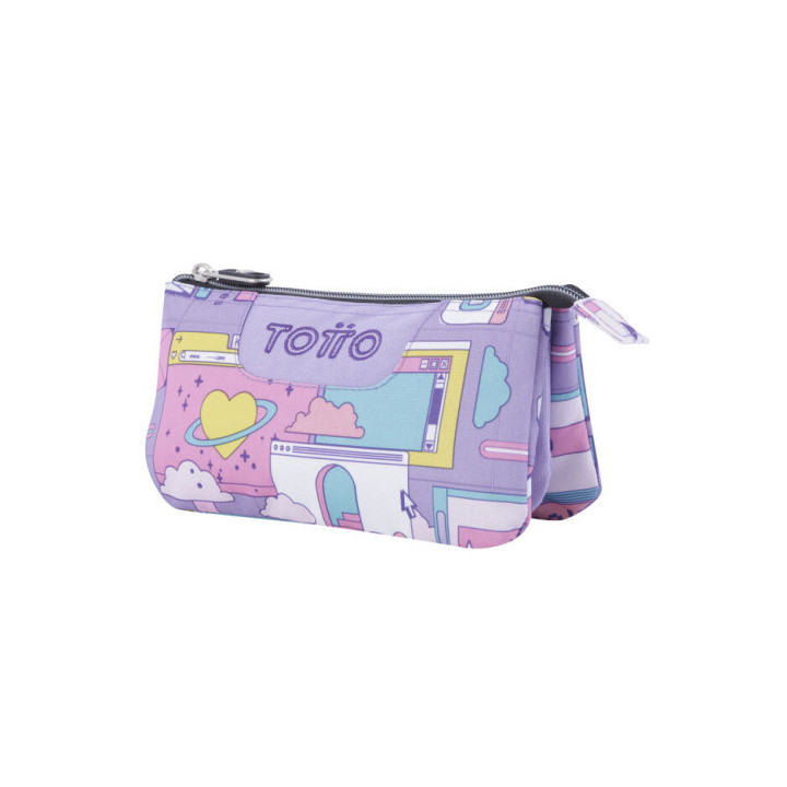 Estuche escolar tres compartimentos morado ciber - tablero totto ac52eco012-2210z-2qi