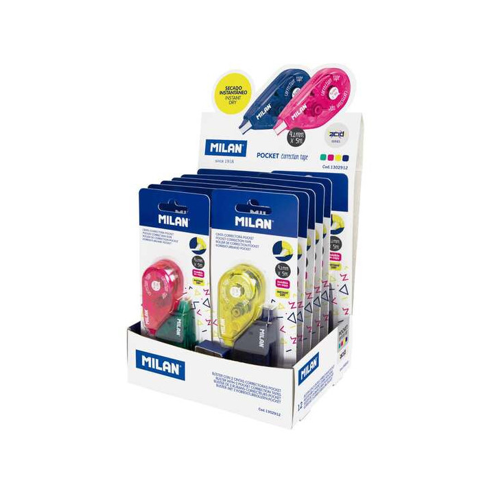Milan Pocket Acid Expositor de 24 Cintas Correctoras en Blisters de 2uds. 4