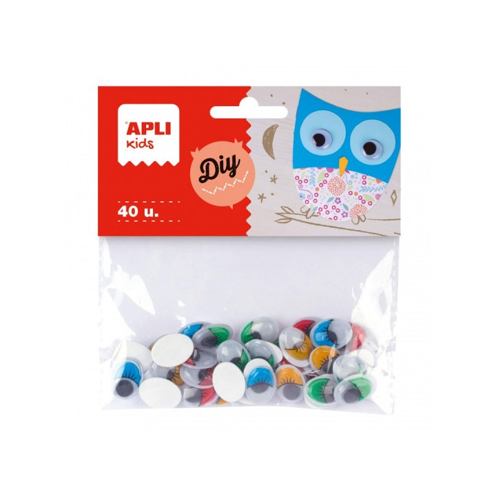 Apli Ojos Moviles Adhesivos Ovalados - Gran Poder de Adhesion - Versatiles para Multiples Superficies - Ideales para Manualidad