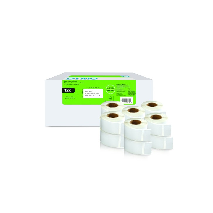 Pack 12 rollos lw etiquetas 25x54mm dymo 2177563