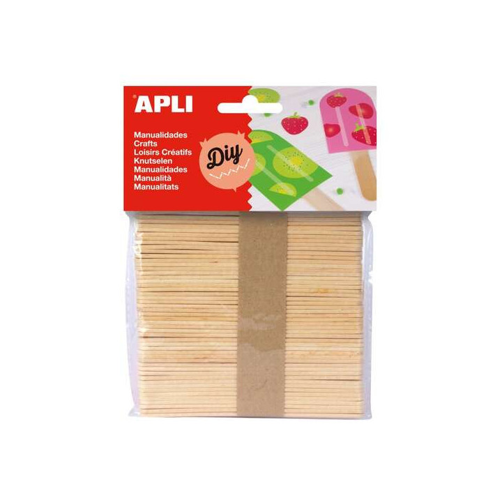Apli Pack de 50 Palos Polo de Madera Natural 114 x 10 mm - Color Madera