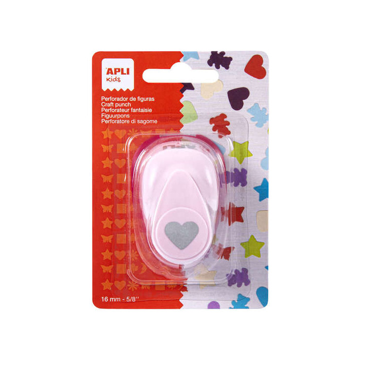 Apli Perforadora de Papel en Forma de Corazon - Figura de 16mm - Deposito de Restos de Papel - Ideal para Scrapbooking