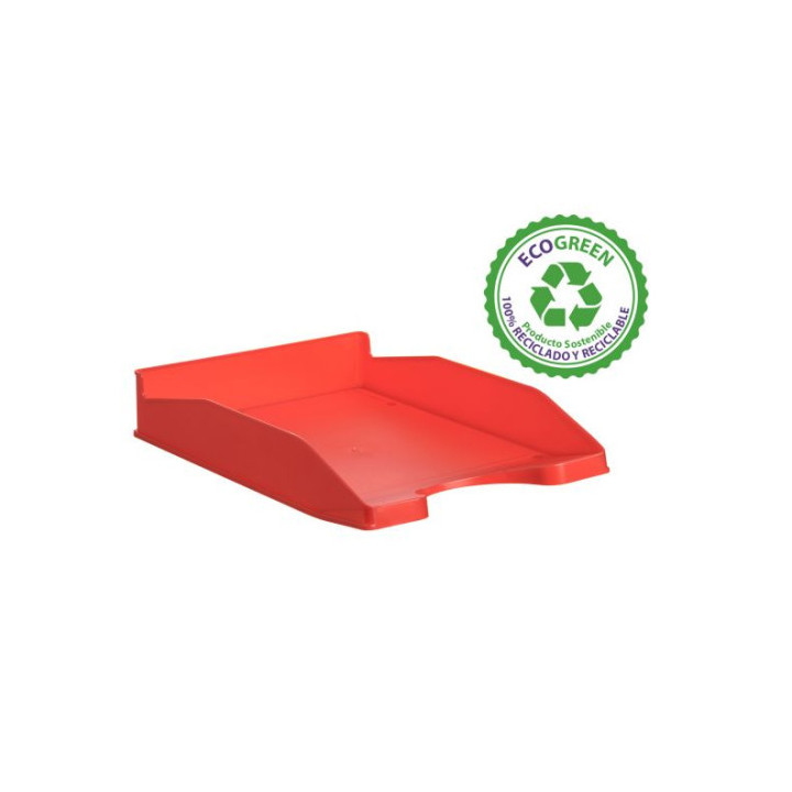 Bandeja ecogreen 100% reciclado y reciclable apilable din a4 y folio medidas 345x255x60 mm color rojo archivo 2000 742 rj