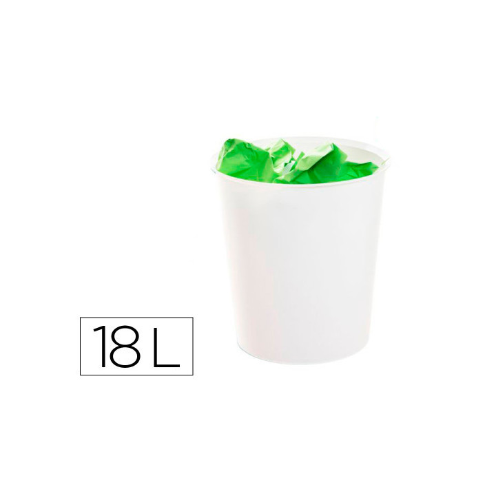 Papelera 18 litros polipropileno 100% reciclado y reciclable 290 x 310 mm blanco archivo 2000 2001 bl ps